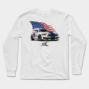 shelby mustang gt350R american flag 4th of july Long Sleeve T-Shirt